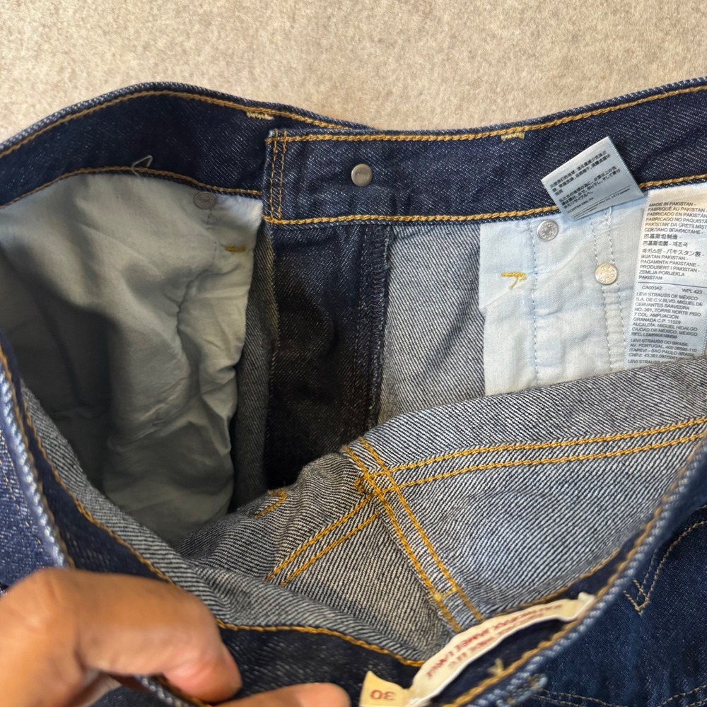Levis Ribcage Wide Leg Jeans Womens 30 Dark Rinse High Rise Denim Retro Street - Picture 14 of 16